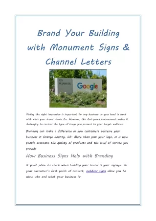 Brand Your Building with Monument Signs & Channel Letters