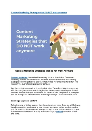 Content Marketing Strategies that DO NOT work anymore (1)