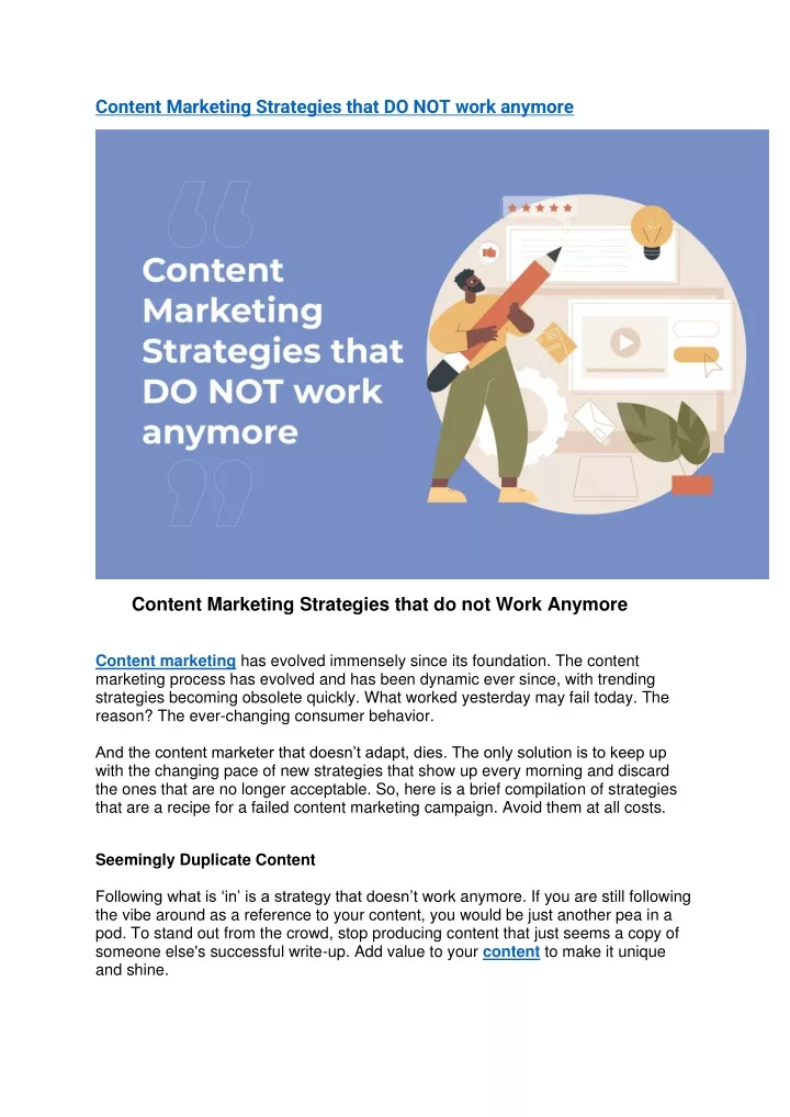 content marketing strategies that do not work