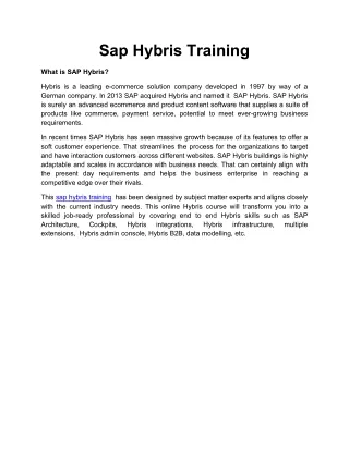 Sap Hybris Training