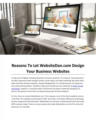 Reasons To Let WebsiteDan.com Design Your Business Websites