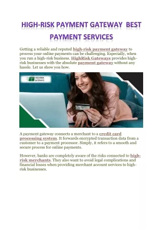 High-Risk Payment Gateway  Best Payment Services