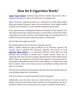 how do e cigarettes work