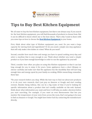 Tips to Buy Best Kitchen Equipment