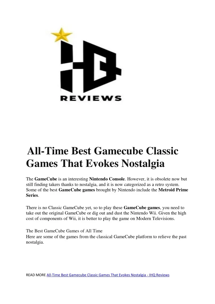 all time best gamecube classic games that evokes
