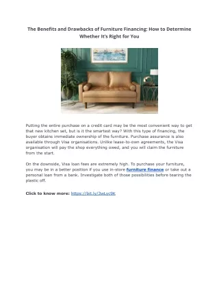 the benefits and drawbacks of furniture financing