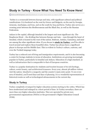 Study in Turkey - Know What You Need To Know Here