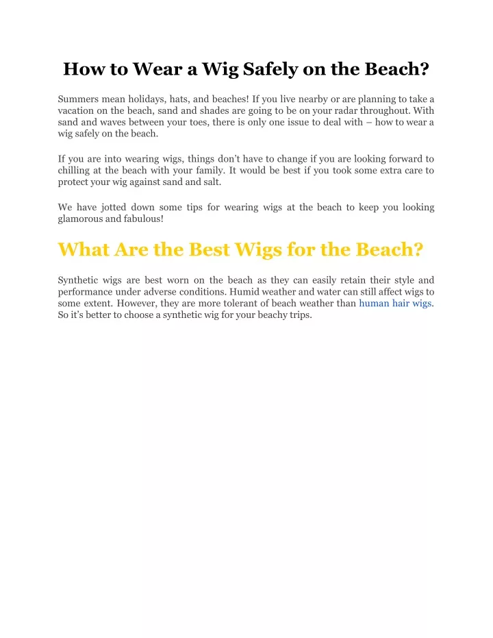 how to wear a wig safely on the beach