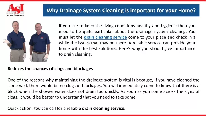 why drainage system cleaning is important