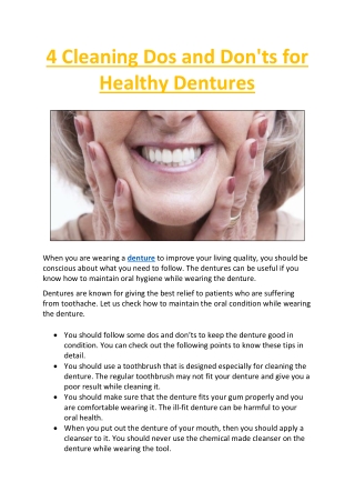 4 Cleaning Dos and Don'ts for Healthy Dentures