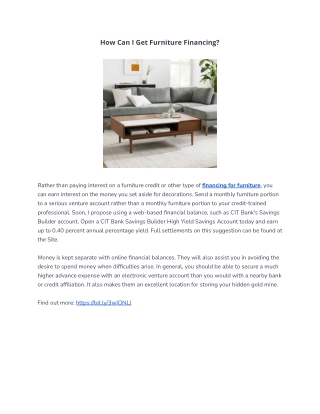 how can i get furniture financing