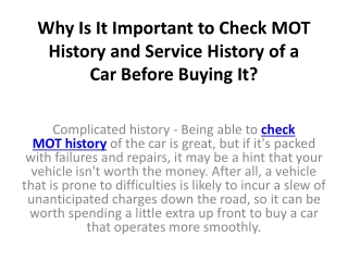 why is it important to check mot history and service history of a car before buying it