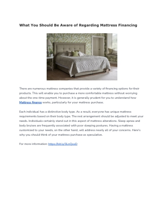 what you should be aware of regarding mattress