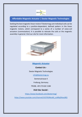 Affordable Magnetic Actuator | Dexter Magnetic Technologies