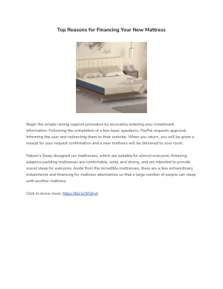 top reasons for financing your new mattress