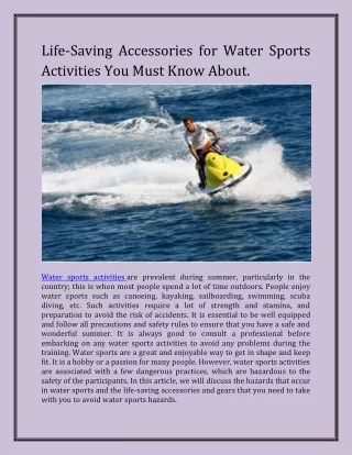 Life-Saving Accessories for Water Sports Activities You Must Know About