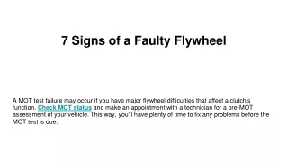 7 signs of a faulty flywheel