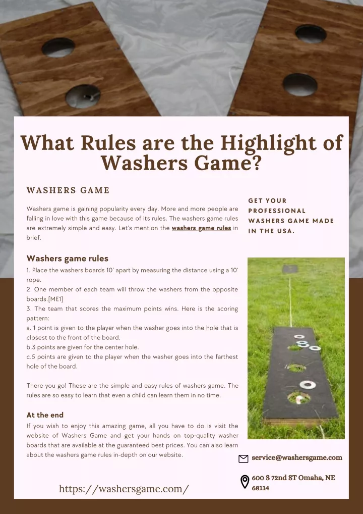 what rules are the highlight of washers game