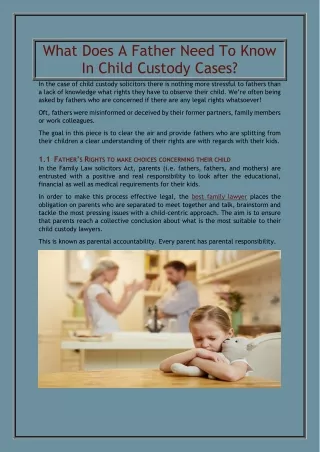 What Does A Father Need To Know In Child Custody Cases?