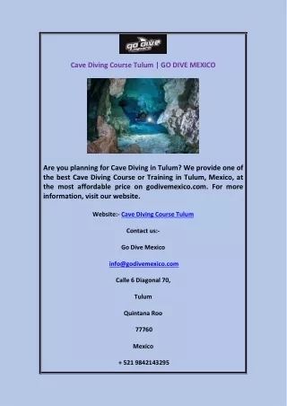 cave diving course tulum go dive mexico