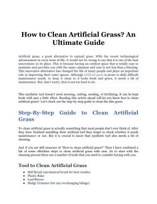 How to Clean Artificial Grass_ An Ultimate Guide