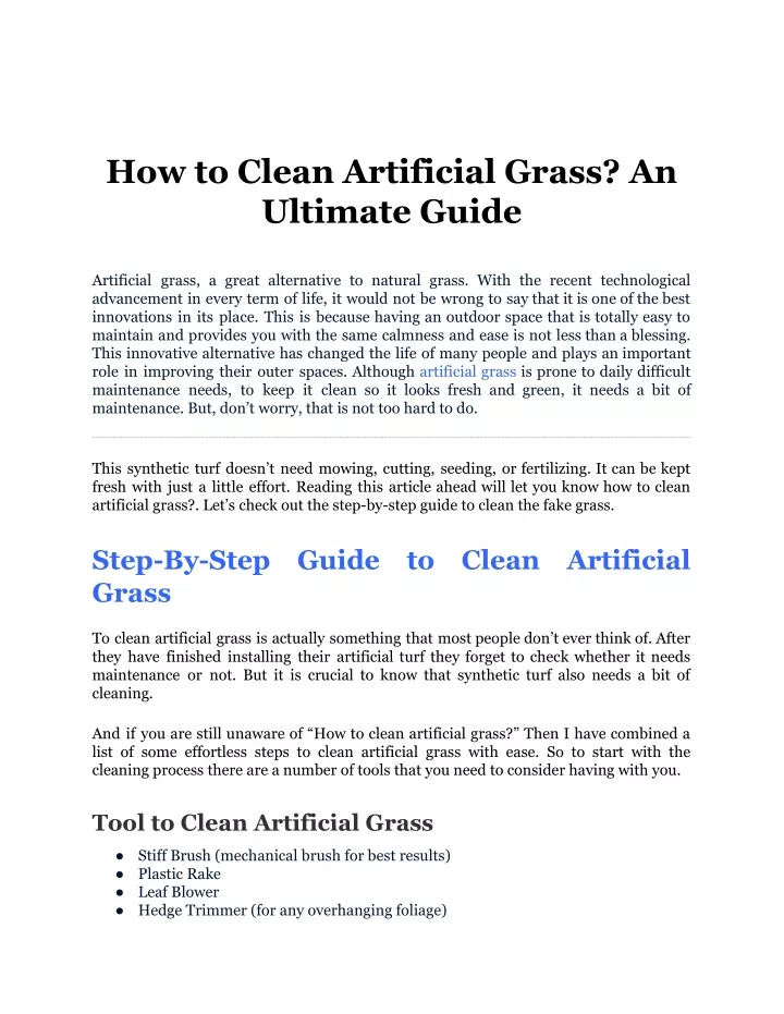 how to clean artificial grass an ultimate guide