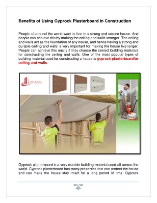 benefits of using gyprock plasterboard
