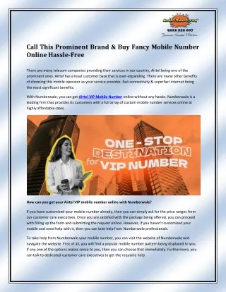 call this prominent brand buy fancy mobile number