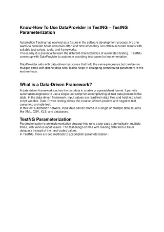 know how to use dataprovider in testng testng