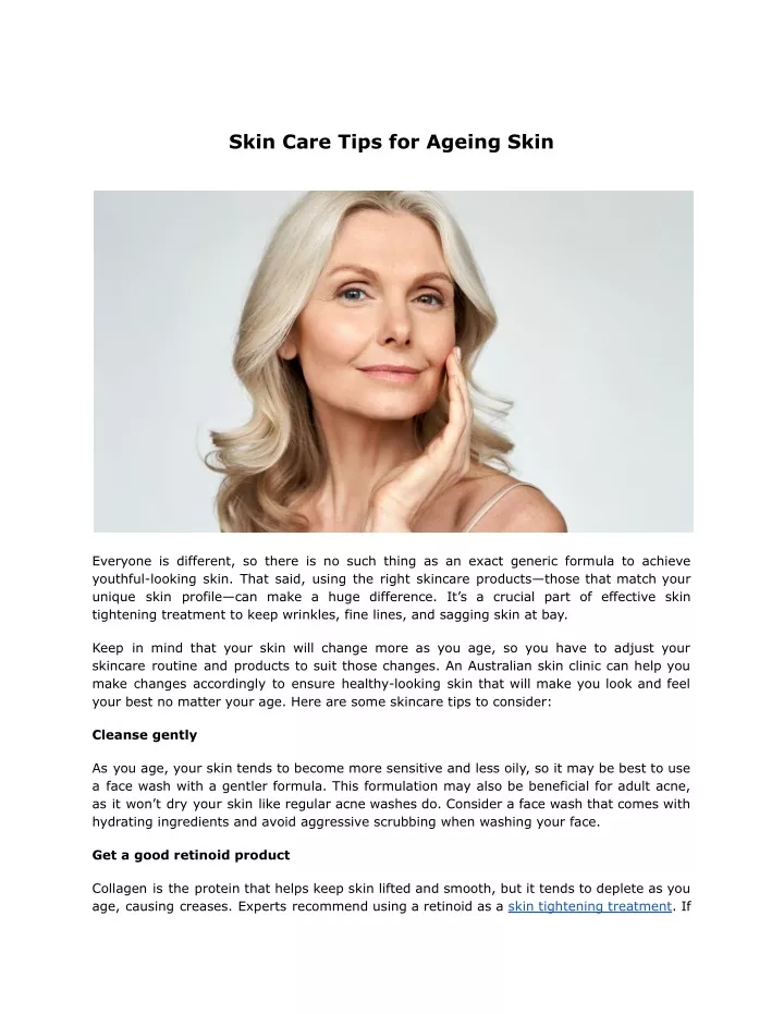 skin care tips for ageing skin
