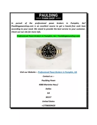 Professional Pawn Brokers In Pumpkin, Ga  Pauldingpawnshop.com