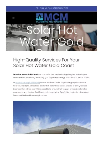 Solar Hot Water Gold Coast