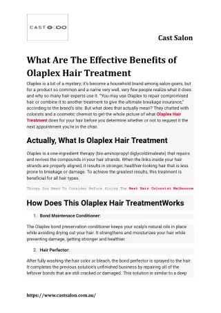 What Are The Effective Benefits Of Olaplex Hair Treatment