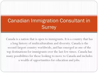 Canadian Immigration Consultant in Surrey