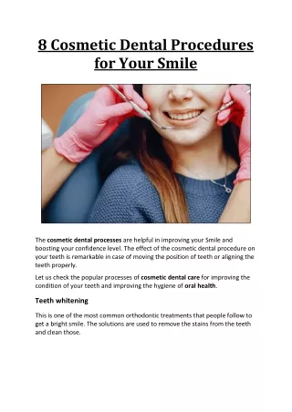 8 Cosmetic Dental Procedures for Your Smile