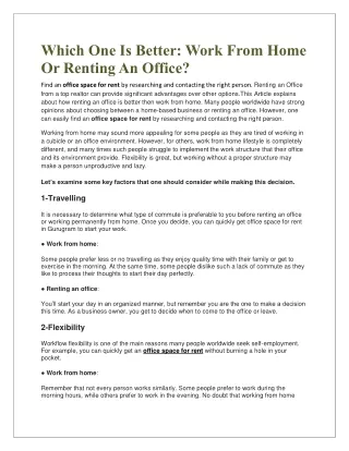 Which One Is Better: Work From Home Or Renting An Office?etter