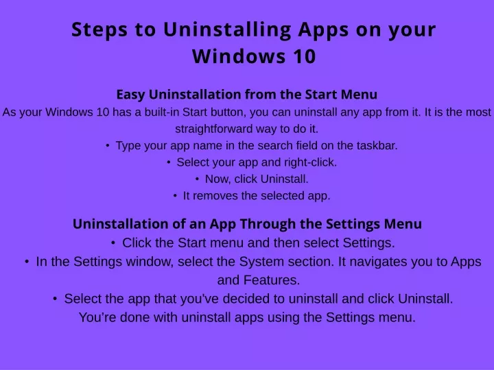 steps to uninstalling apps on your windows 10