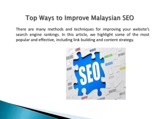 Top Ways to Improve Malaysian SEO