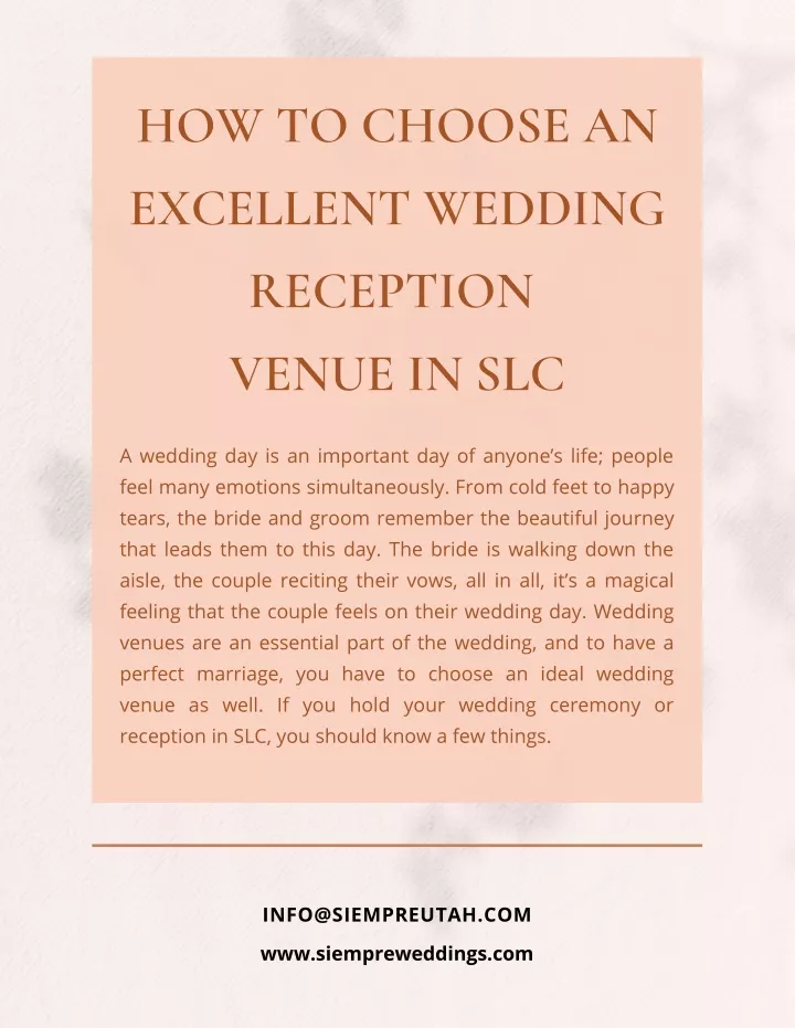 how to choose an excellent wedding reception