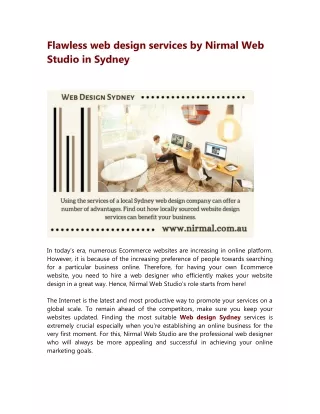 Flawless web design services by Nirmal Web Studio in Sydney