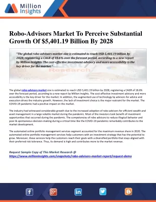 Robo-Advisors Market To Perceive Substantial Growth Of $5,401.19 Billion By 2028