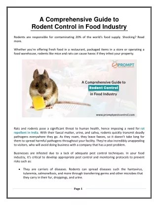 A Comprehensive Guide to Rodent Control in Food Industry