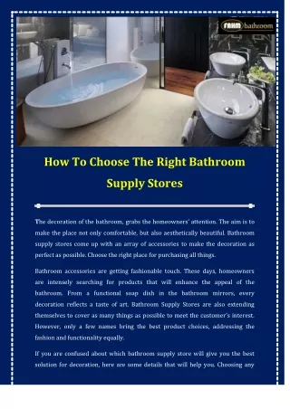 How To Choose The Right Bathroom Supply Stores