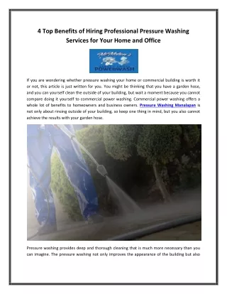 4 Top Benefits of Hiring Professional Pressure Washing Services for Your Home an