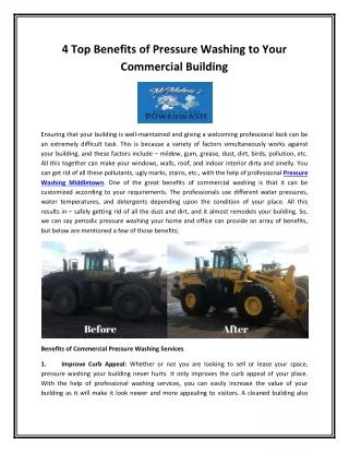 4 Top Benefits of Pressure Washing to Your Commercial Building