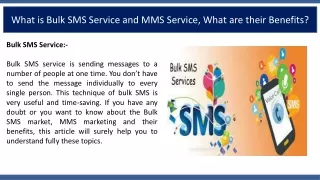What is bulk SMS service and MMS service, what are their benefits