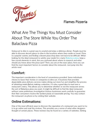 What Are The Things You Must Consider About The Store While You Order The Balaclava Pizza