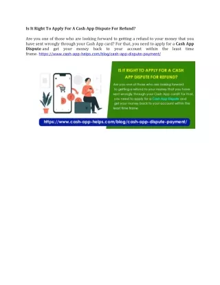 is it right to apply for a cash app dispute