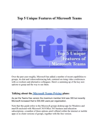 Top 5 Unique Features of Microsoft Teams
