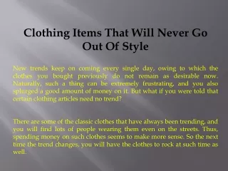 Clothing Items That Will Never Go Out